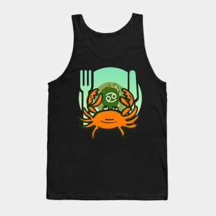 Cancer crab zodiac sign fork knife food Tank Top